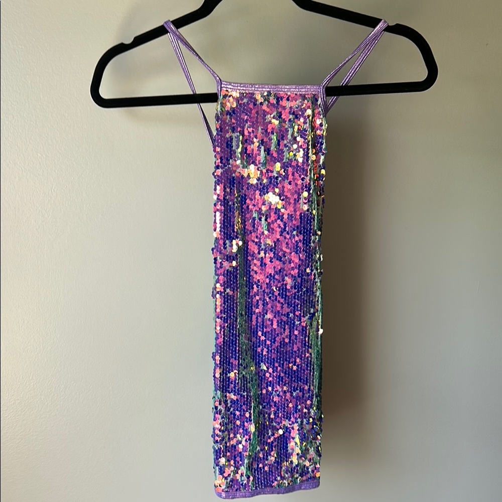 Sparkling Purple Sequin Kids Dance Costume